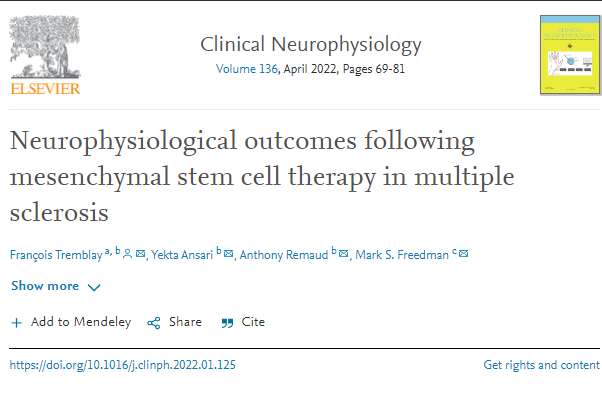 間充質干細胞治療多發性硬化癥后的神經生理學結果