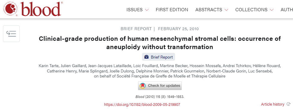 13個科研單位聯合確認:間充質干細胞(MSCs)不具有成瘤性 13個科研單位聯合確認:間充質干細胞(MSCs)不具有成瘤性