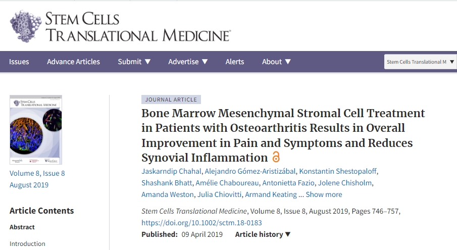 干細(xì)胞治療骨關(guān)節(jié)炎患者可全面改善疼痛和癥狀并減少滑膜炎癥 干細(xì)胞治療骨關(guān)節(jié)炎患者可全面改善疼痛和癥狀并減少滑膜炎癥