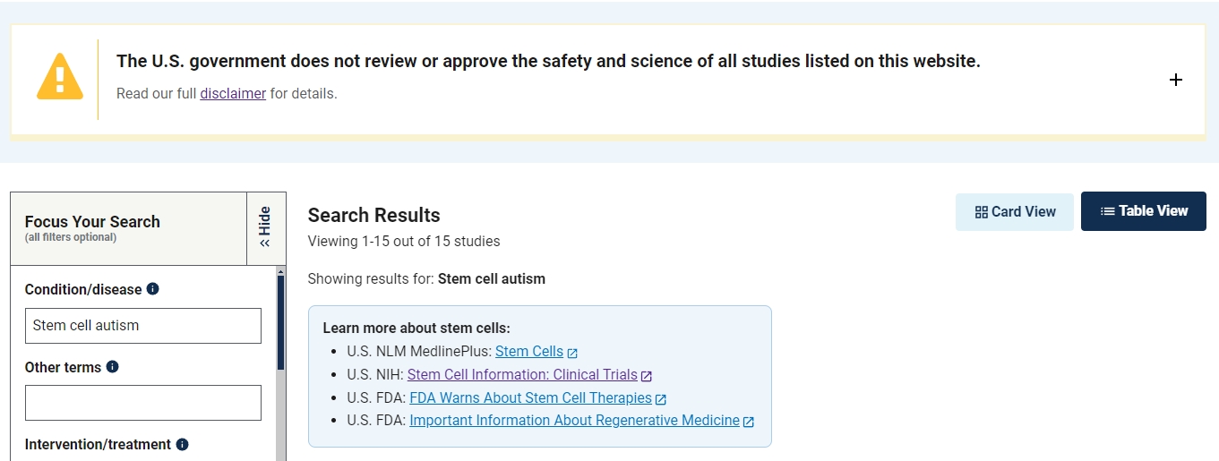 針對自閉癥的干細(xì)胞臨床試驗(yàn)僅有15項(xiàng) 針對自閉癥的干細(xì)胞臨床試驗(yàn)僅有15項(xiàng)