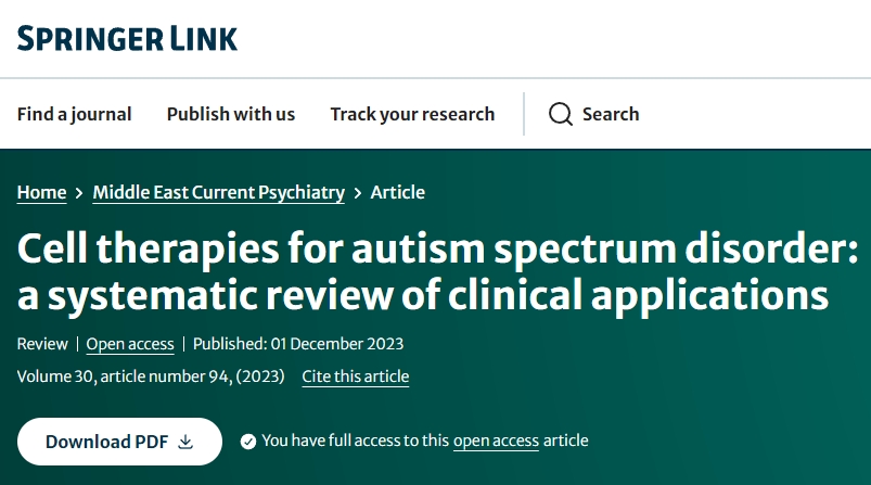 干細胞療法治療自閉癥譜：臨床應用的系統(tǒng)評價