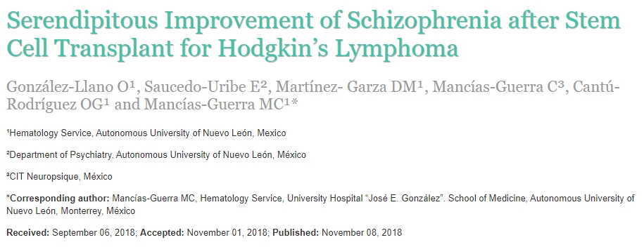 霍奇金淋巴瘤干細(xì)胞移植后精神分裂癥意外改善