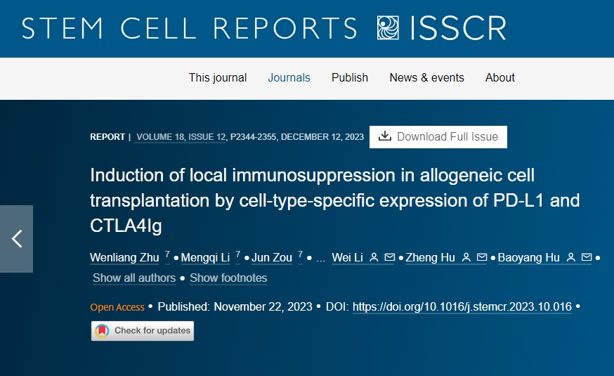 PD-L1 和 CTLA4Ig 的細胞類型特異性表達在同種異體細胞移植中誘導(dǎo)局部免疫抑制 PD-L1 和 CTLA4Ig 的細胞類型特異性表達在同種異體細胞移植中誘導(dǎo)局部免疫抑制