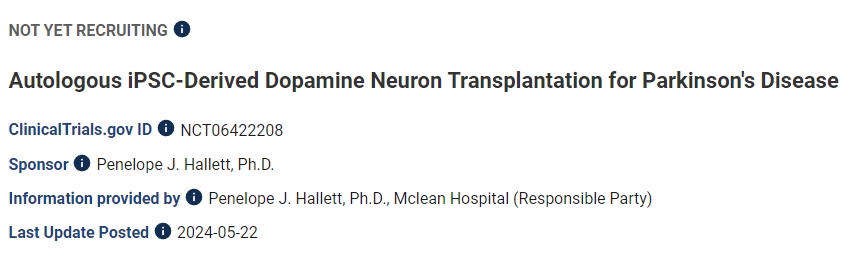 自體iPSC衍生的多巴胺神經(jīng)元移植治療帕金森病 自體iPSC衍生的多巴胺神經(jīng)元移植治療帕金森病