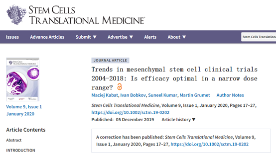2004-2018年間充質干細胞臨床試驗趨勢:在窄劑量范圍內療效最佳嗎 2004-2018年間充質干細胞臨床試驗趨勢:在窄劑量范圍內療效最佳嗎