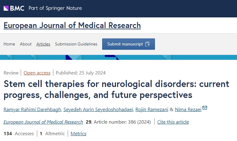 新綜述總結：干細胞治療9種神經系統疾病的當前進展、挑戰和未來前景