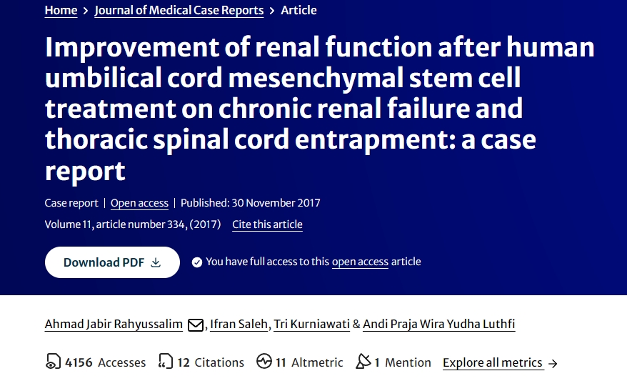 人臍帶間充質(zhì)干細(xì)胞治療慢性腎衰竭并胸段脊髓卡壓后腎功能改善一例 人臍帶間充質(zhì)干細(xì)胞治療慢性腎衰竭并胸段脊髓卡壓后腎功能改善一例