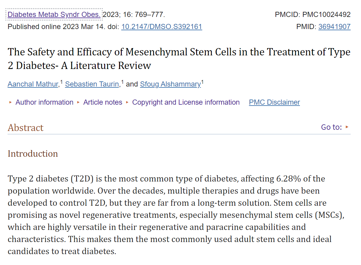 間充質(zhì)干細(xì)胞治療2型糖尿病的安全性和有效性-文獻(xiàn)綜述 間充質(zhì)干細(xì)胞治療2型糖尿病的安全性和有效性-文獻(xiàn)綜述