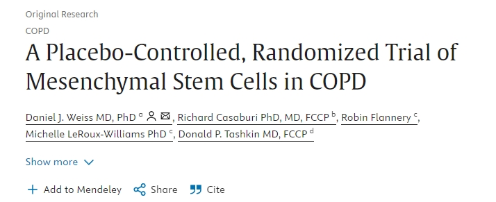 間充質(zhì)干細(xì)胞治療慢性阻塞性肺病的安慰劑對(duì)照隨機(jī)試驗(yàn) 間充質(zhì)干細(xì)胞治療慢性阻塞性肺病的安慰劑對(duì)照隨機(jī)試驗(yàn)