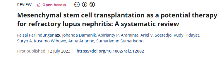 《間充質干細胞移植作為難治性狼瘡性腎炎的潛在治療方法:系統評價》 《間充質干細胞移植作為難治性狼瘡性腎炎的潛在治療方法:系統評價》