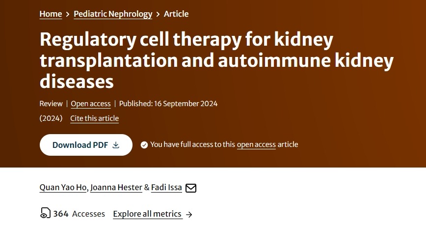 腎移植和自身免疫性腎臟疾病的調節細胞治療 腎移植和自身免疫性腎臟疾病的調節細胞治療