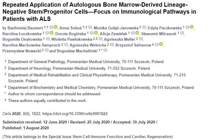 重復應用自體骨髓來源的譜系陰性干細胞/祖細胞——重點研究ALS患者的免疫途徑 重復應用自體骨髓來源的譜系陰性干細胞/祖細胞——重點研究ALS患者的免疫途徑