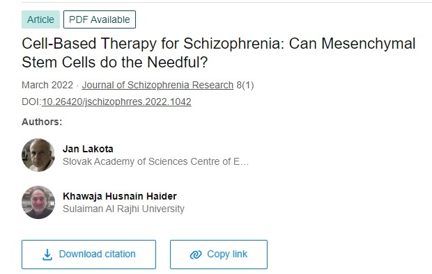 精神分裂癥的細胞療法:間充質干細胞能發揮應有的作用嗎? 精神分裂癥的細胞療法:間充質干細胞能發揮應有的作用嗎?