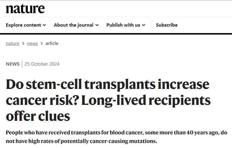 干細胞移植會增加癌癥風險嗎?長壽接受者提供線索 干細胞移植會增加癌癥風險嗎?長壽接受者提供線索