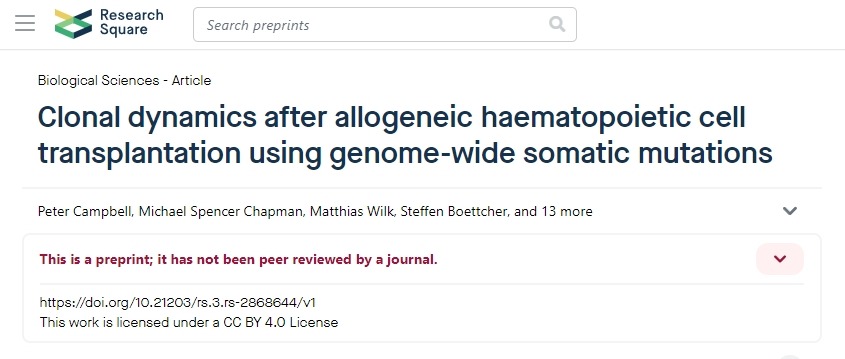 利用全基因組體細胞突變研究異基因造血細胞移植后的克隆動態 利用全基因組體細胞突變研究異基因造血細胞移植后的克隆動態