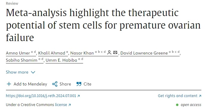 薈萃分析強調了干細胞治療卵巢早衰的潛力