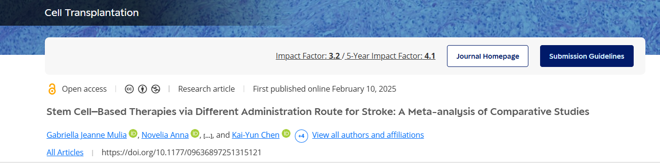 通過不同給藥途徑治療中風的干細胞療法:比較研究的薈萃分析 通過不同給藥途徑治療中風的干細胞療法:比較研究的薈萃分析