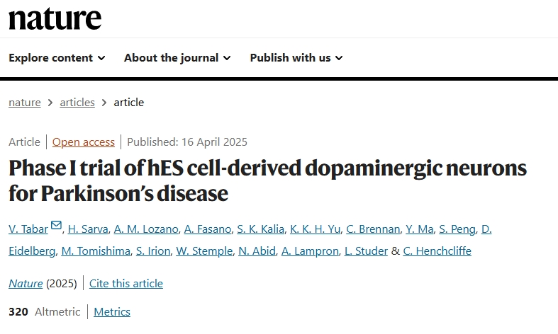 人類胚胎干細胞衍生的多巴胺能神經(jīng)元治療帕金森病的 I 期臨床試驗 人類胚胎干細胞衍生的多巴胺能神經(jīng)元治療帕金森病的 I 期臨床試驗
