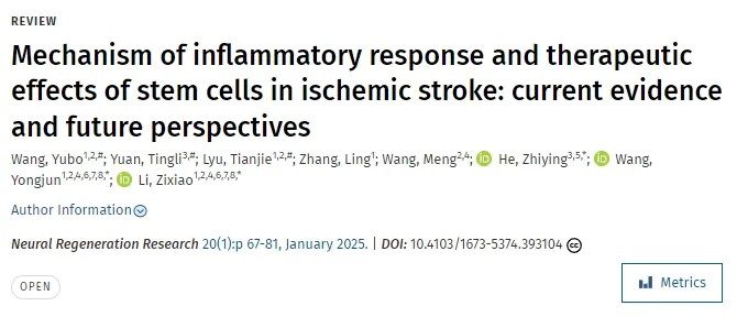 缺血性腦卒中中炎癥反應的機制及干細胞的治療作用:現有證據與未來展望 缺血性腦卒中中炎癥反應的機制及干細胞的治療作用:現有證據與未來展望