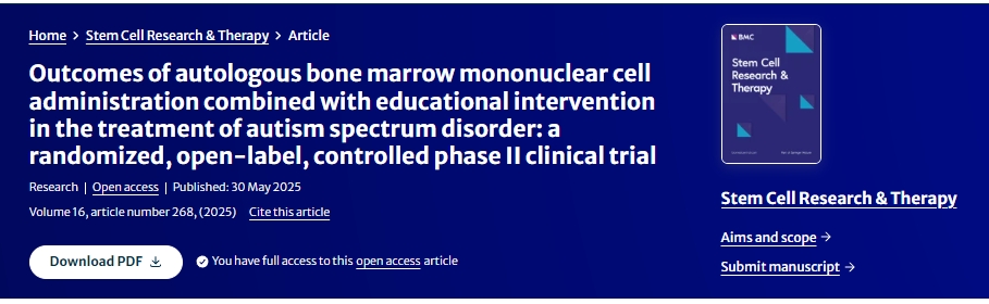 自體骨髓單核細胞移植聯合教育干預治療自閉癥譜系障礙的療效觀察：一項隨機、開放標簽、對照的II期臨床試驗