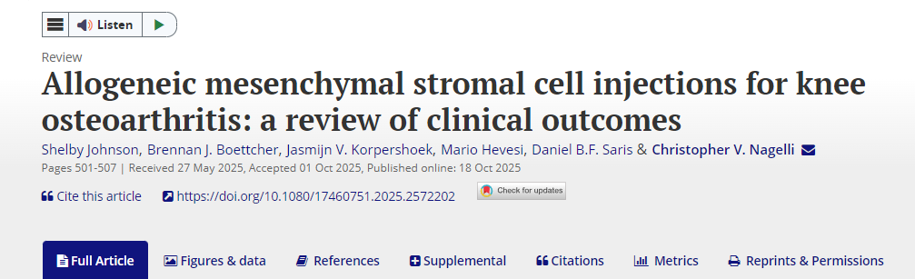 異體間充質干細胞注射治療膝骨關節炎:臨床療效綜述 異體間充質干細胞注射治療膝骨關節炎:臨床療效綜述