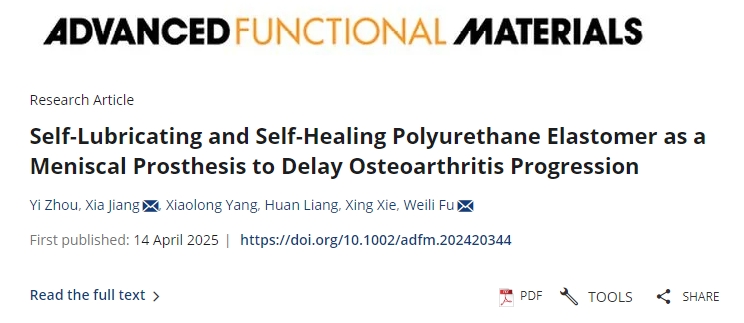 自潤滑和自修復(fù)聚氨酯彈性體作為半月板假體可延緩骨關(guān)節(jié)炎進(jìn)展