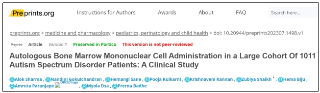 自體骨髓單核細(xì)胞在1011名自閉癥譜系障礙患者中的應(yīng)用:一項臨床研究 自體骨髓單核細(xì)胞在1011名自閉癥譜系障礙患者中的應(yīng)用:一項臨床研究